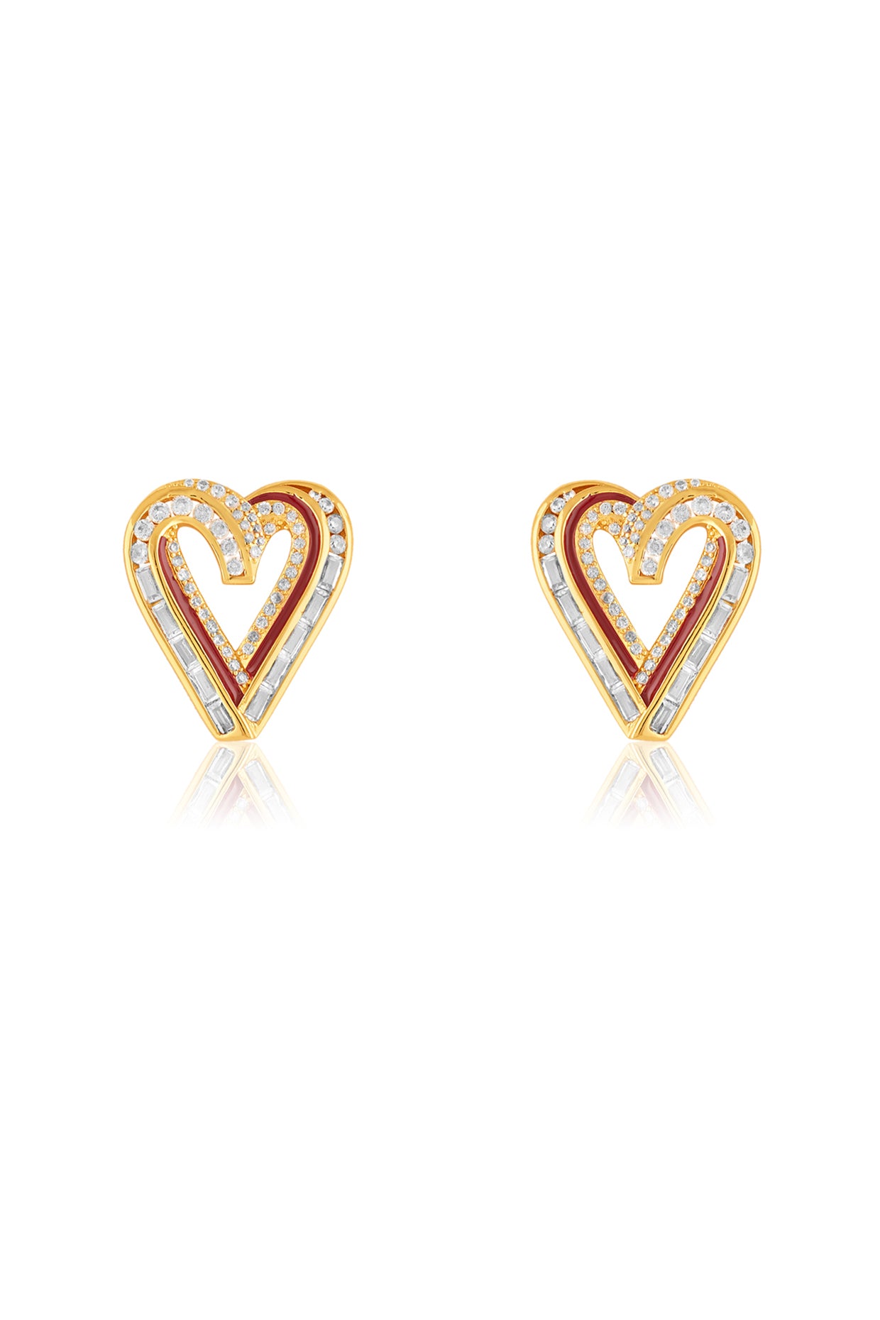 Liminal Heart Studs In 18Kt Gold Plated