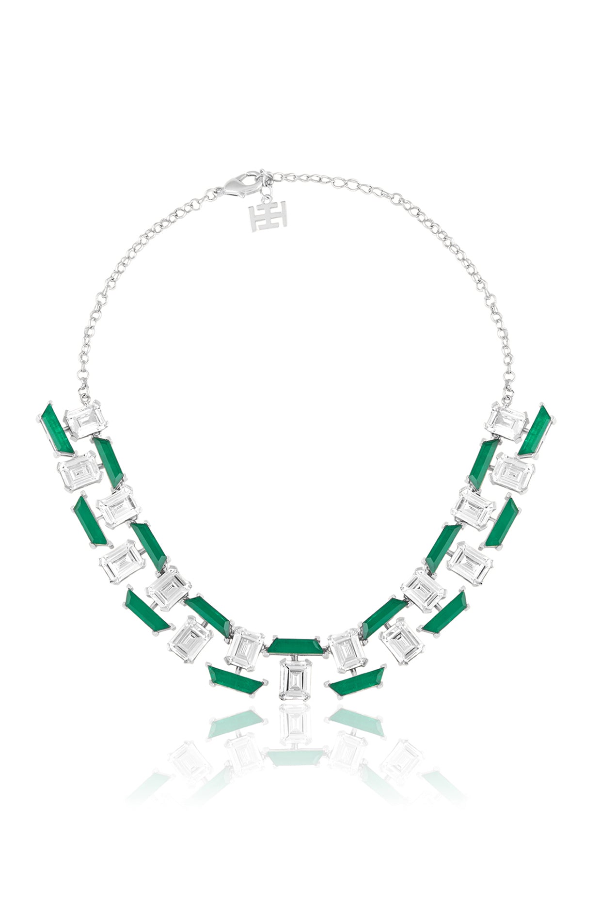 Clara Collar Necklace In Rhodium Plated