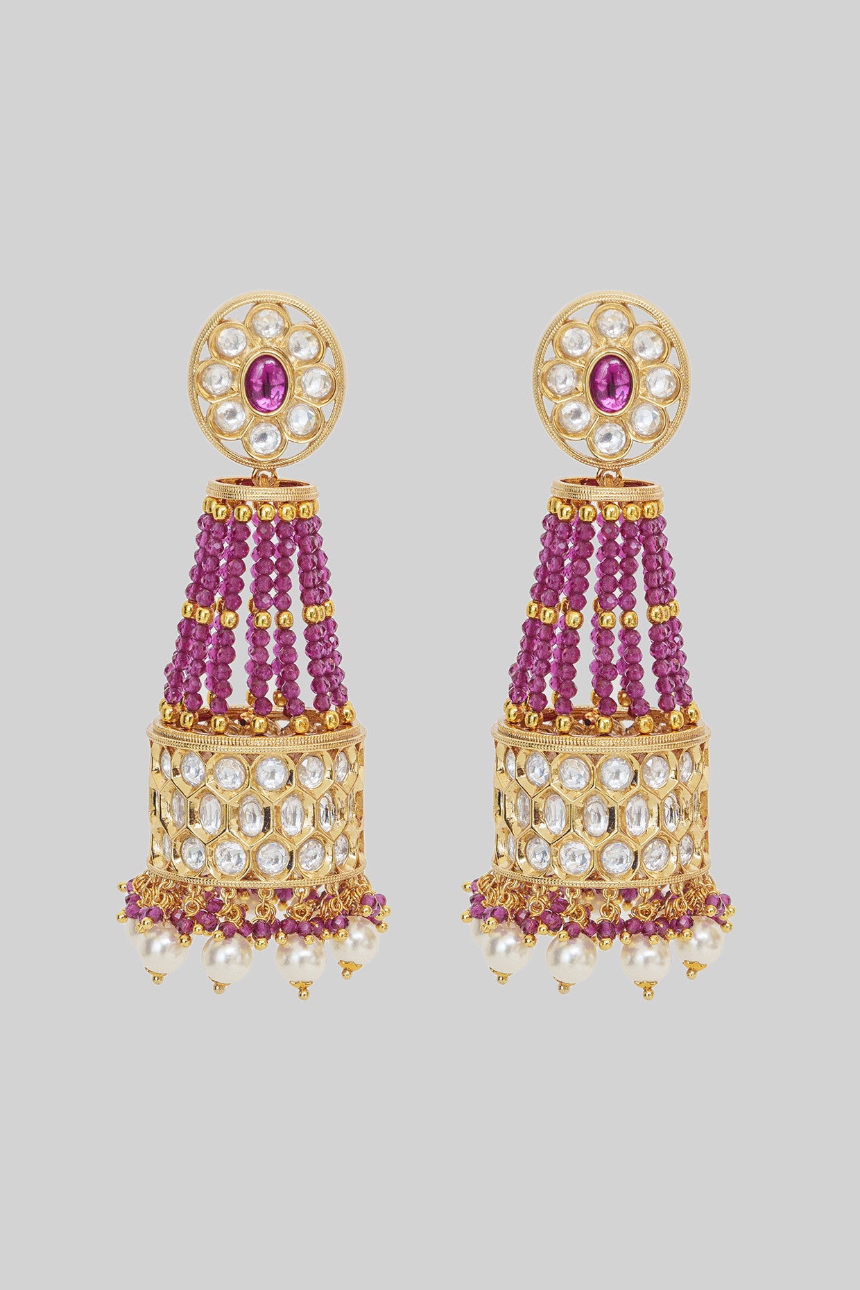Greshma Red Kundan Jhumkis