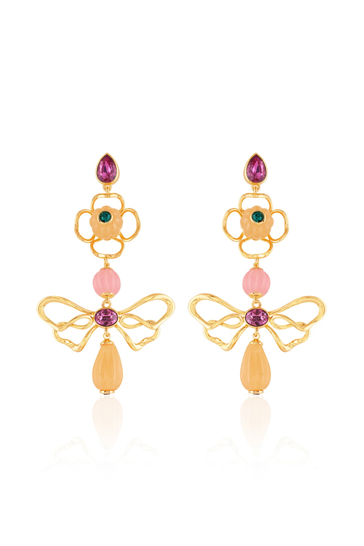 Dusky Bloom Dangler Earrings 18Kt Gold Plated