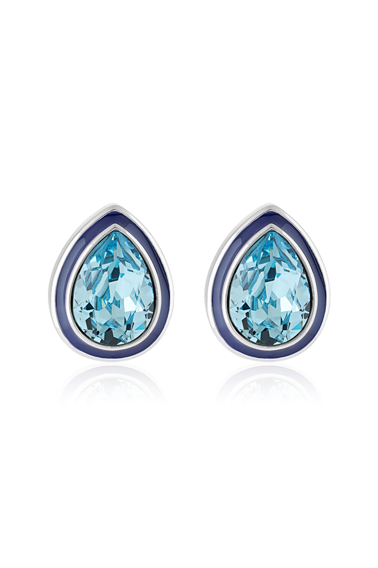 Silver Plated Aquamarine Bold Bling Earrings