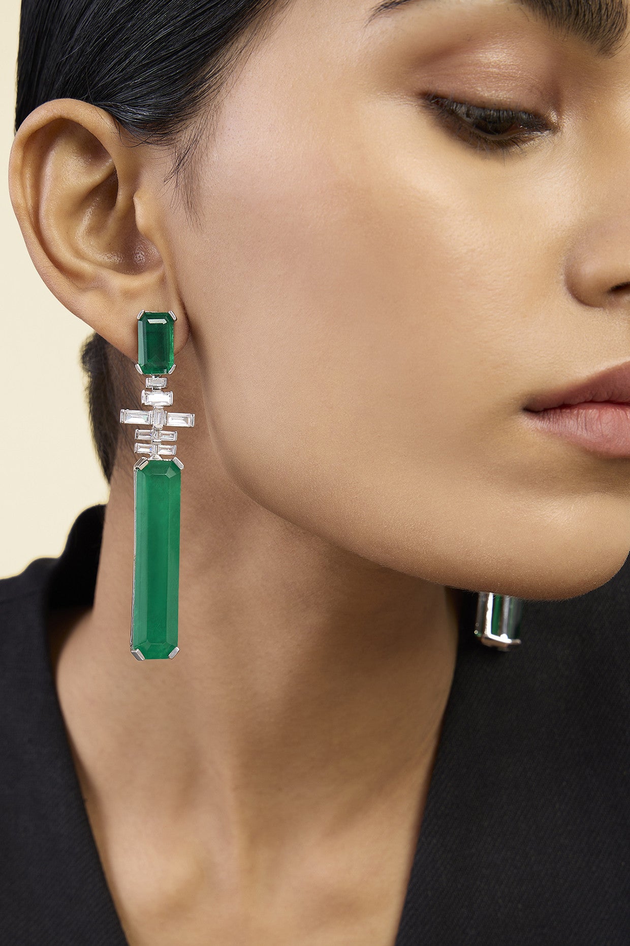 Doublet Dark Emerald Dangler Earrings