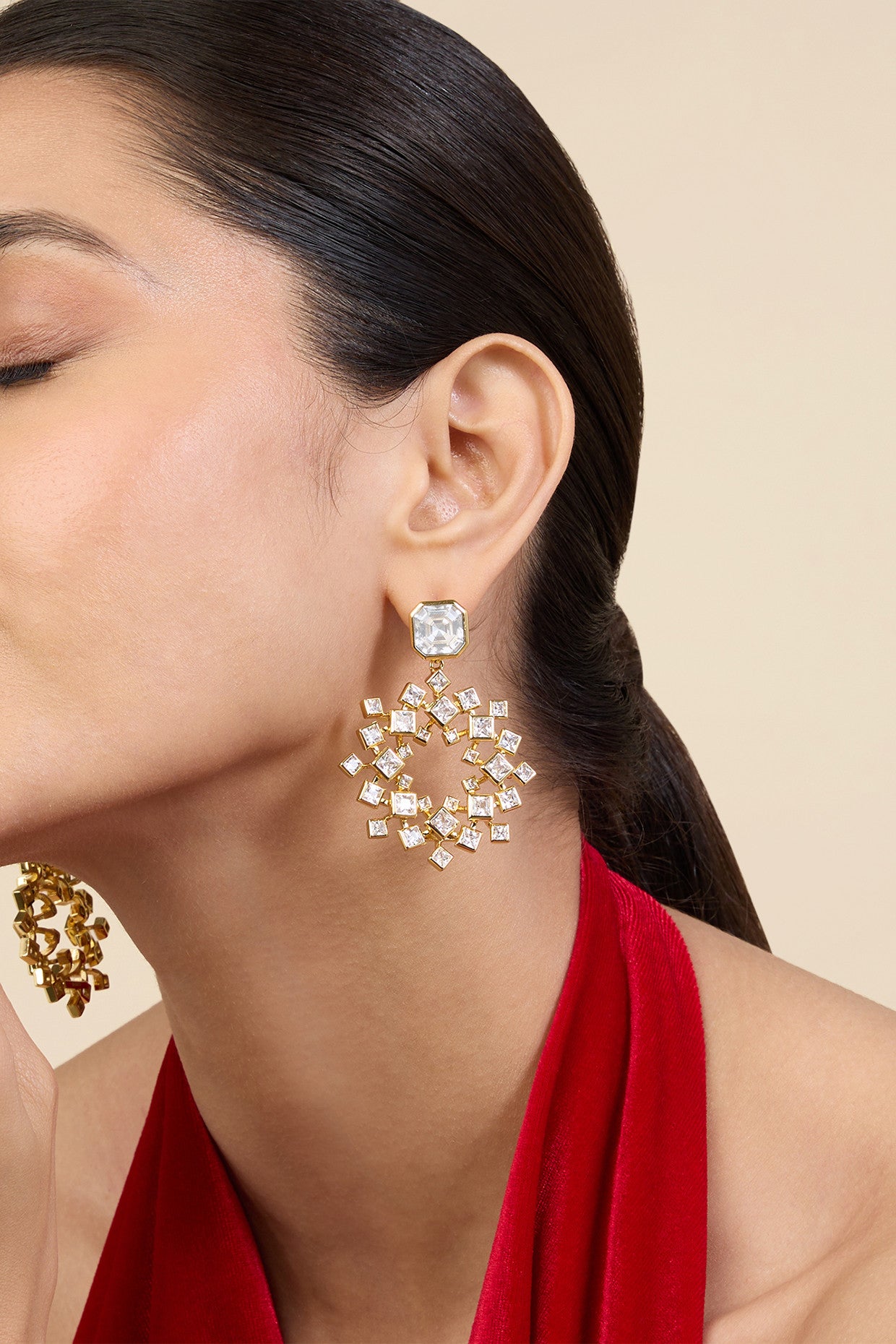 18Kt Gold Plated White Cosmic Flair Earrings