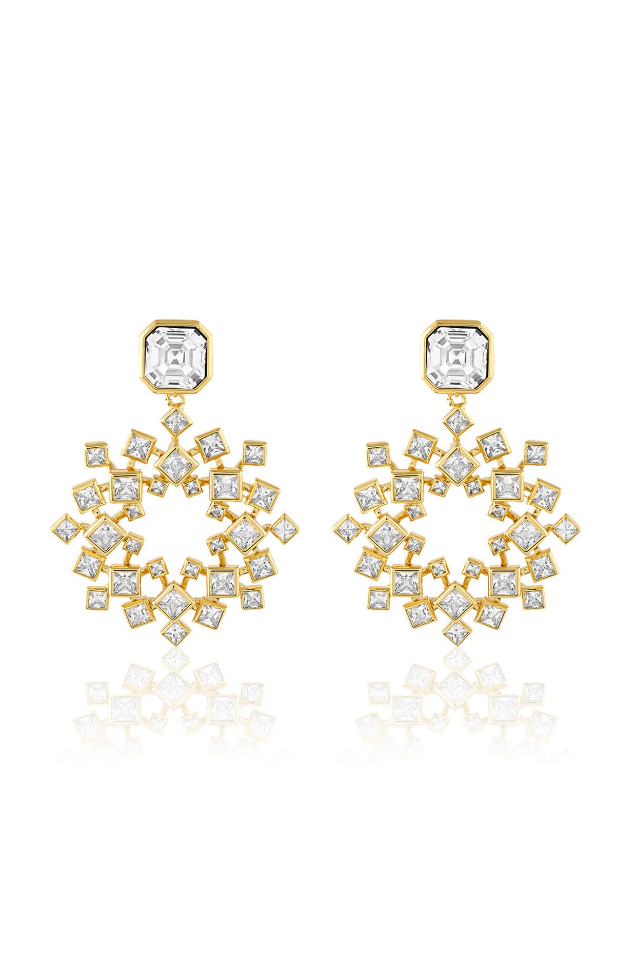18Kt Gold Plated White Cosmic Flair Earrings