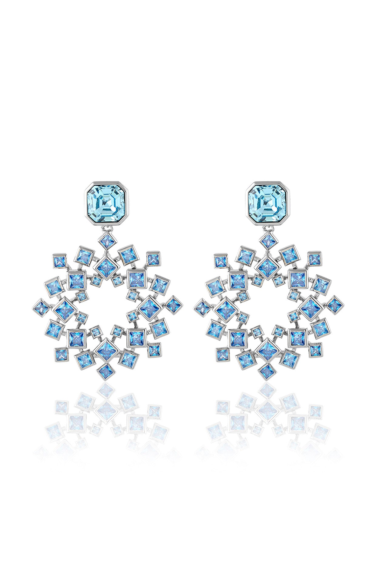 Silver Plated Aquamarine Cosmic Flair Earrings