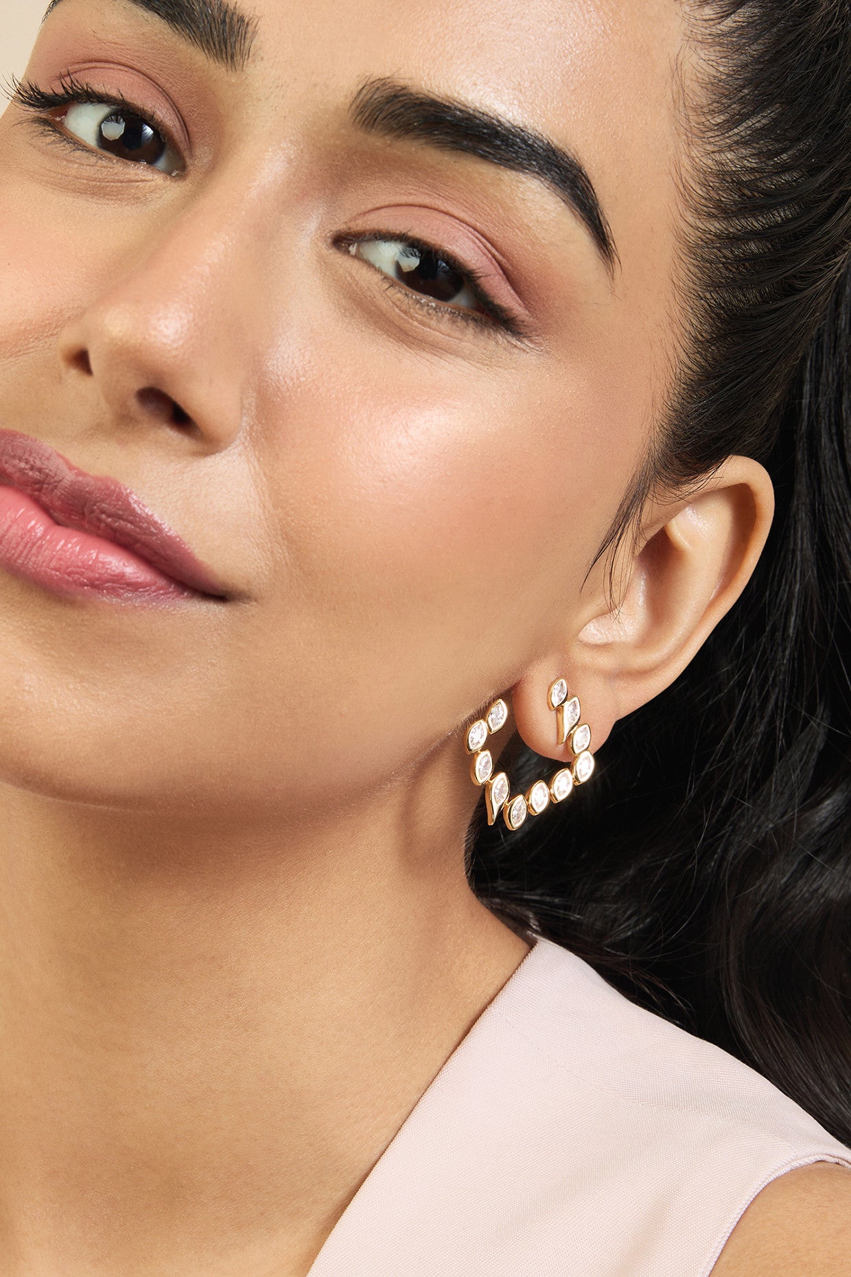 18Kt Gold Plated Tennis Girlie Square Front Back Earrings