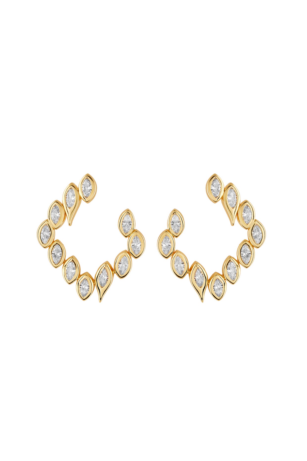 18Kt Gold Plated Tennis Girlie Square Front Back Earrings