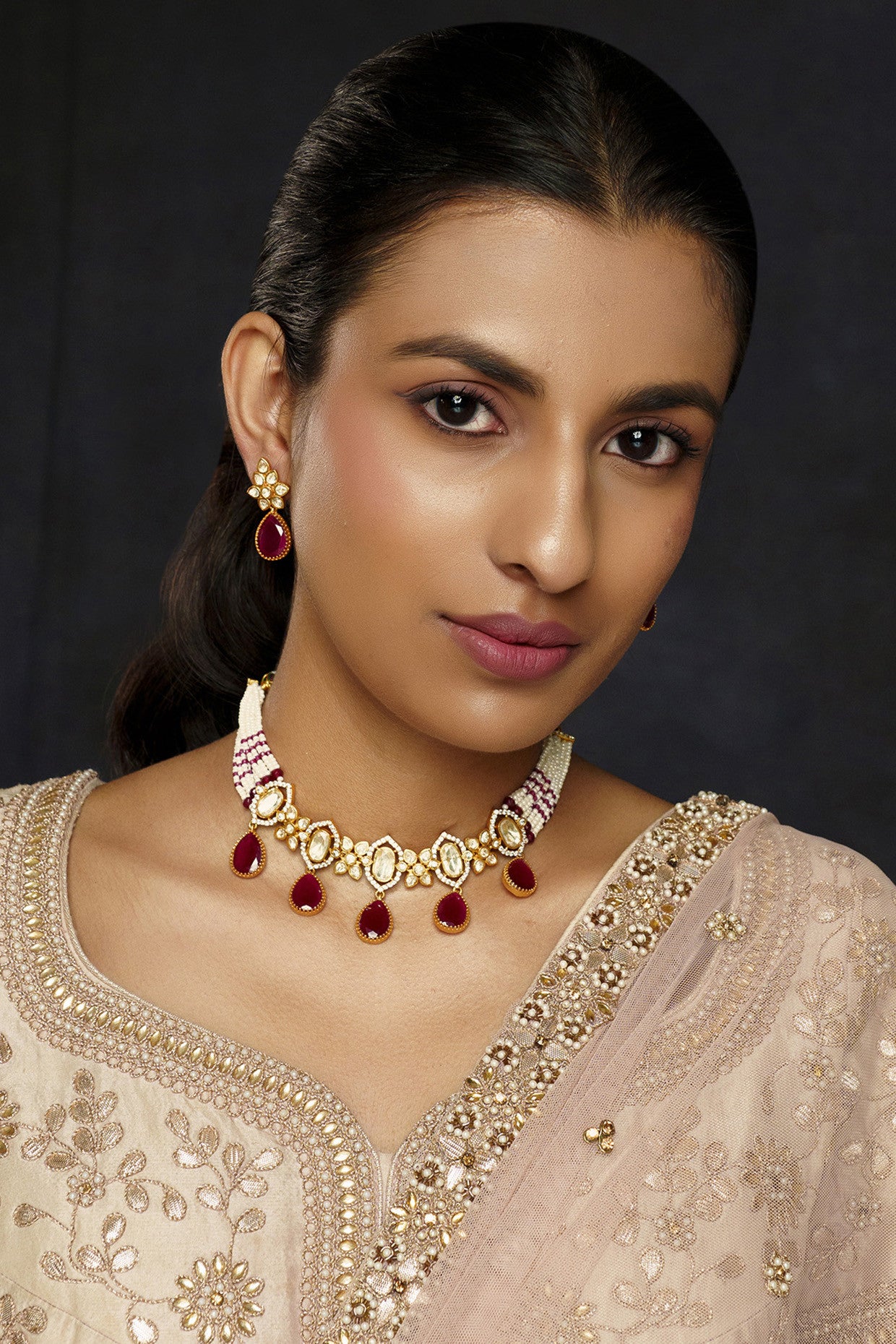 Kria Red Moissanite Choker Set