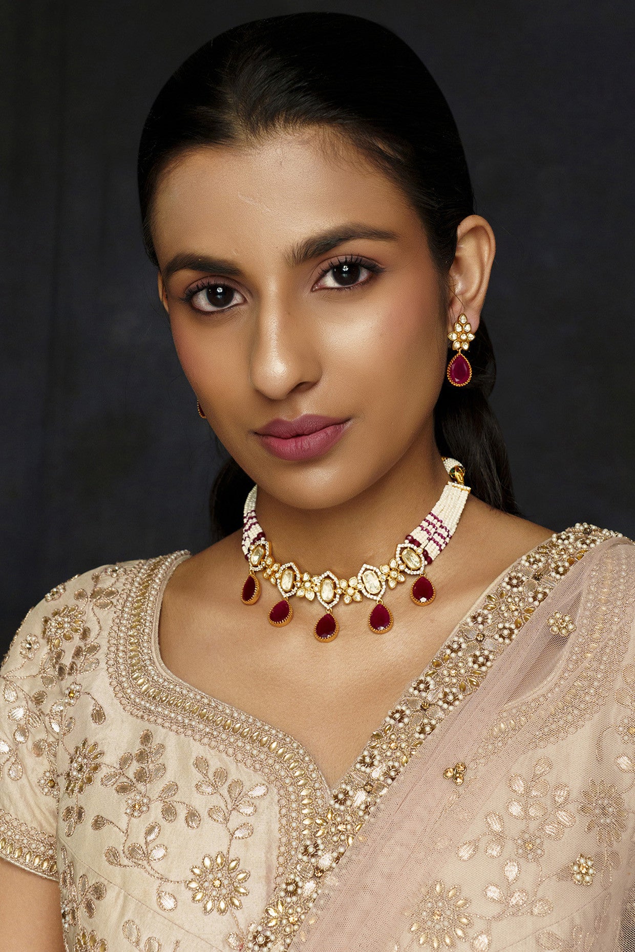 Kria Red Moissanite Choker Set