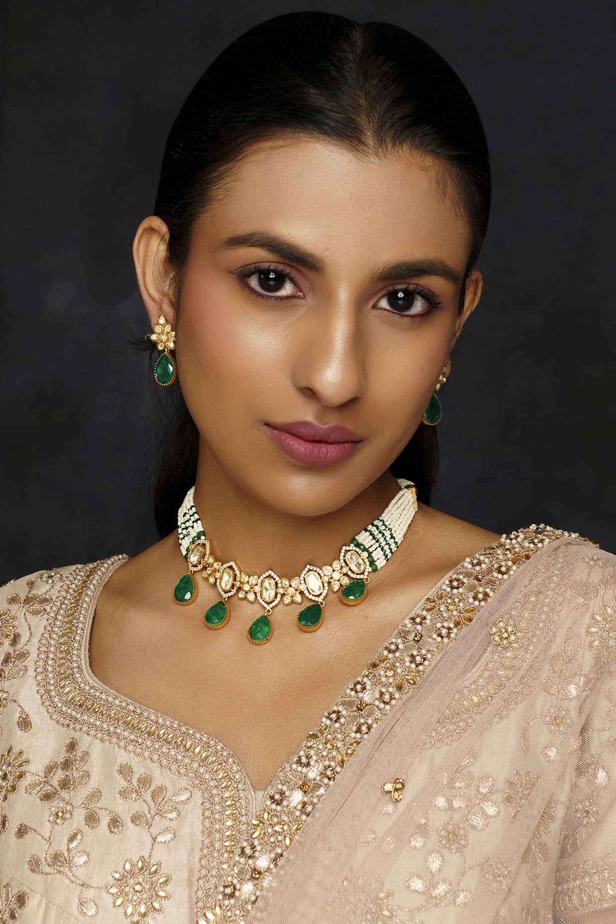 Kria Green Moissanite Choker Set