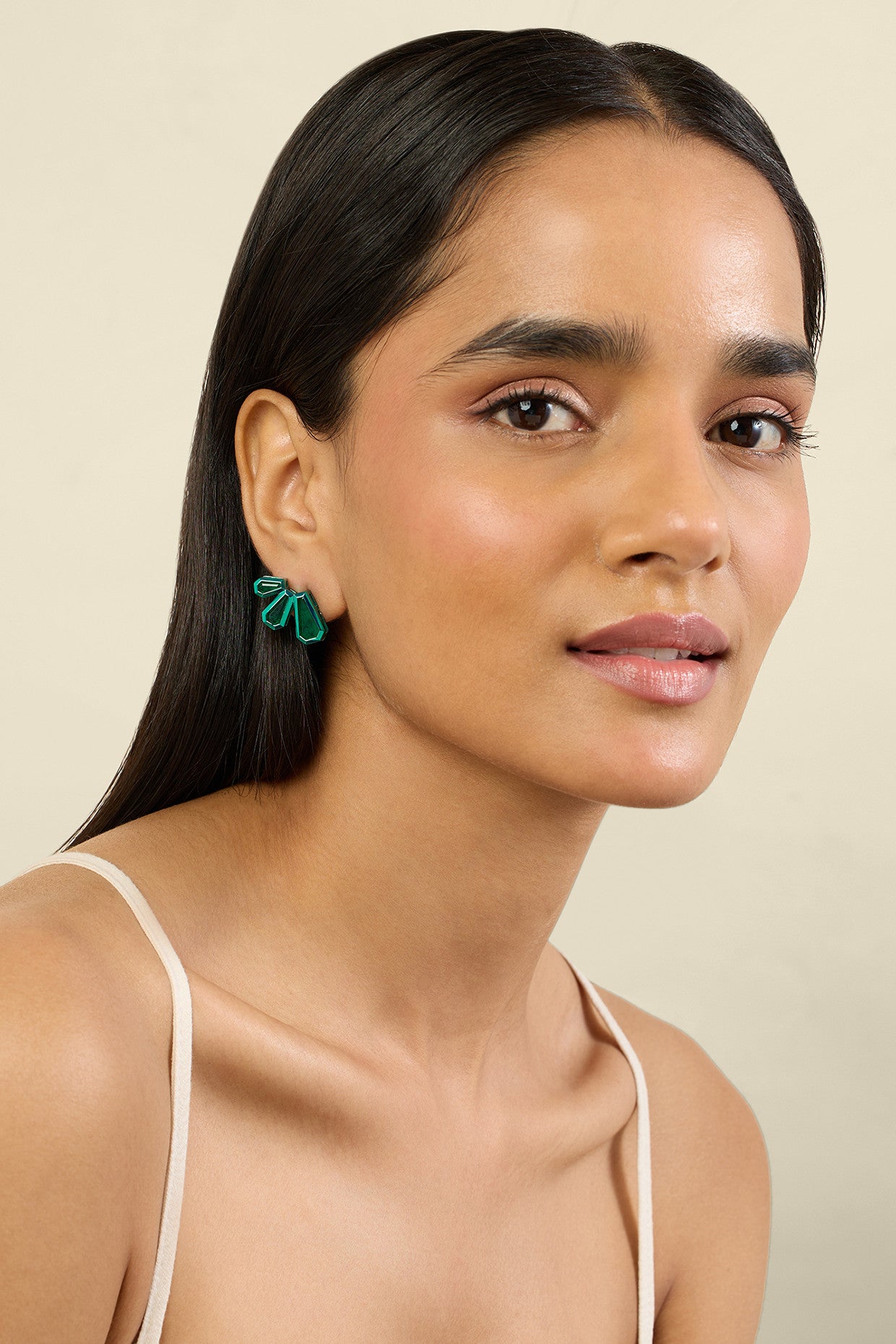 Emerald Glint Stud Earrings