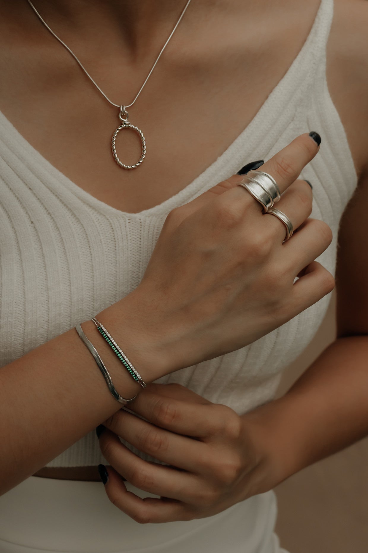 Pavé Rod Silver Bracelet