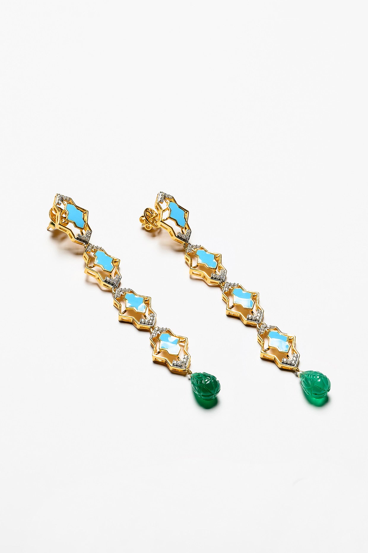 Emma long Earring in 22Kt Gold Plated 925 Sterling Silver
