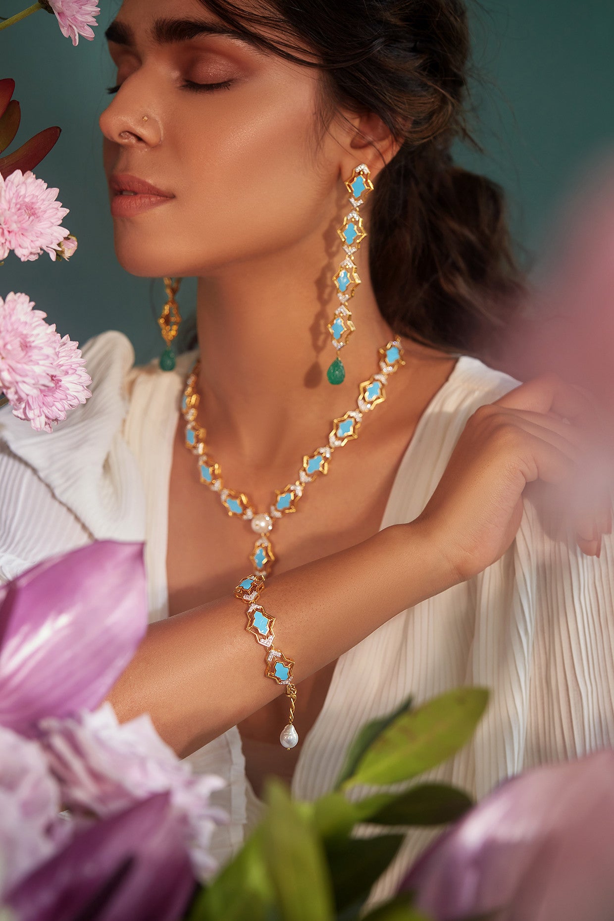 Emma long Earring in 22Kt Gold Plated 925 Sterling Silver