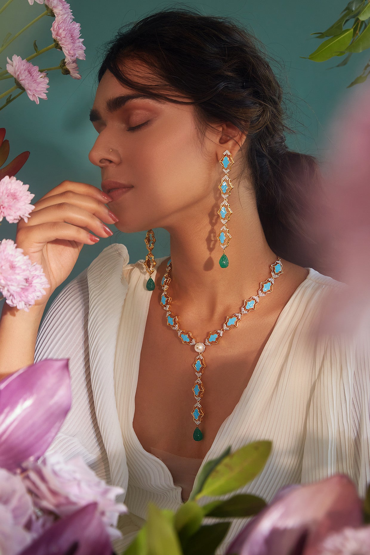 Emma long Necklace in 22Kt Gold Plated 925 Sterling Silver