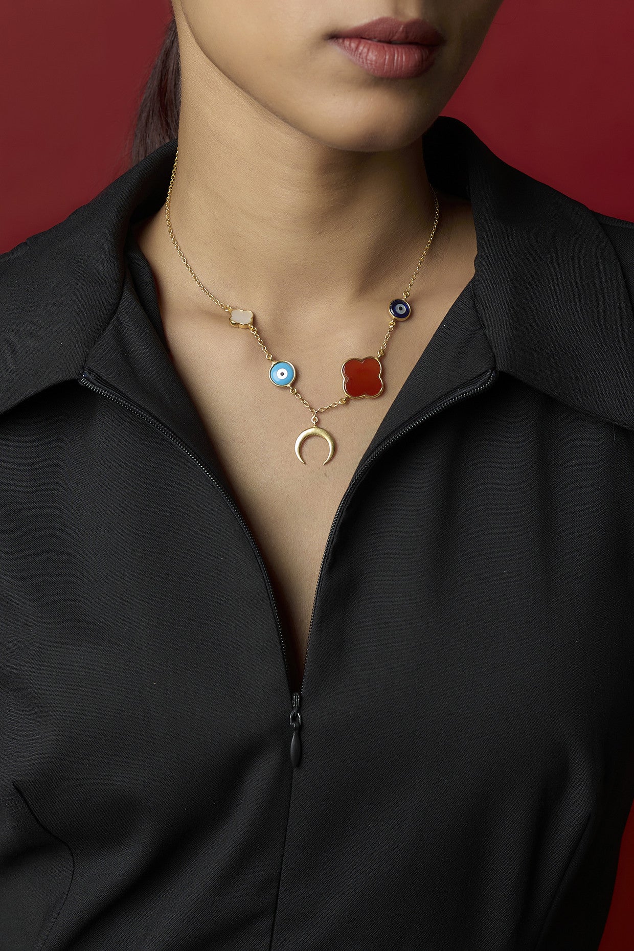 22kt Gold Plated Blue Evil Eye Necklace