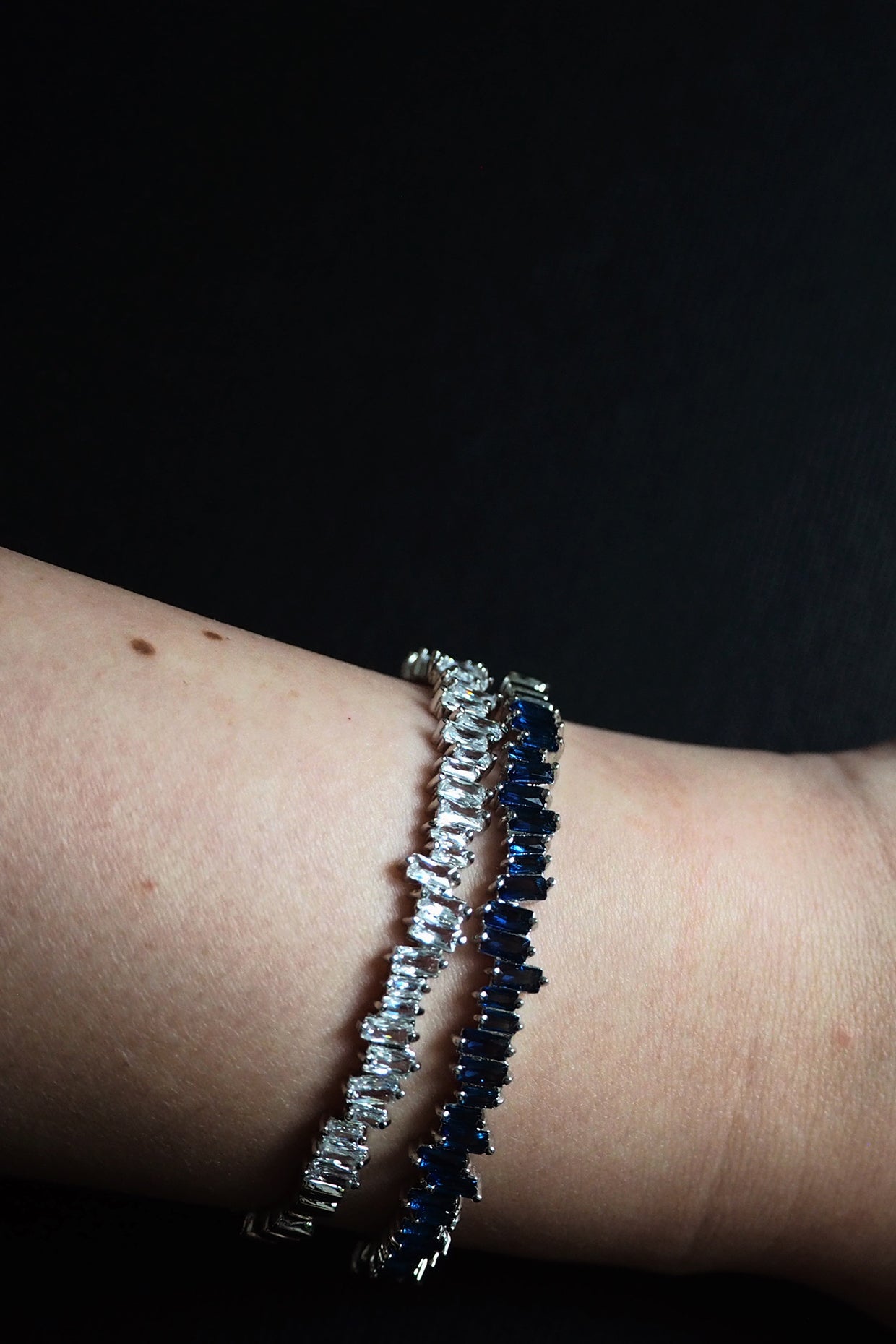 Blue Fireworks Baguette Cuff Bracelet