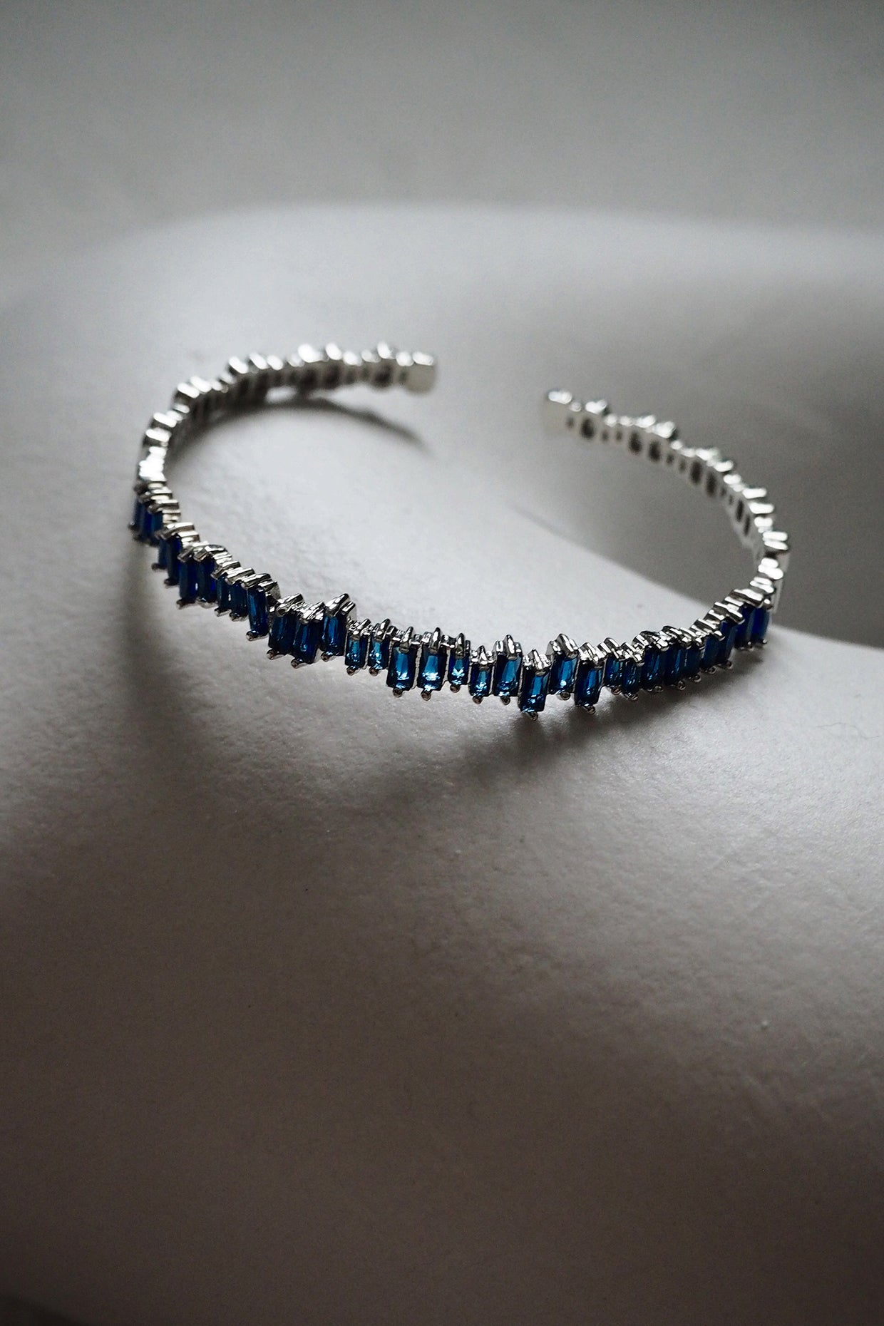 Blue Fireworks Baguette Cuff Bracelet