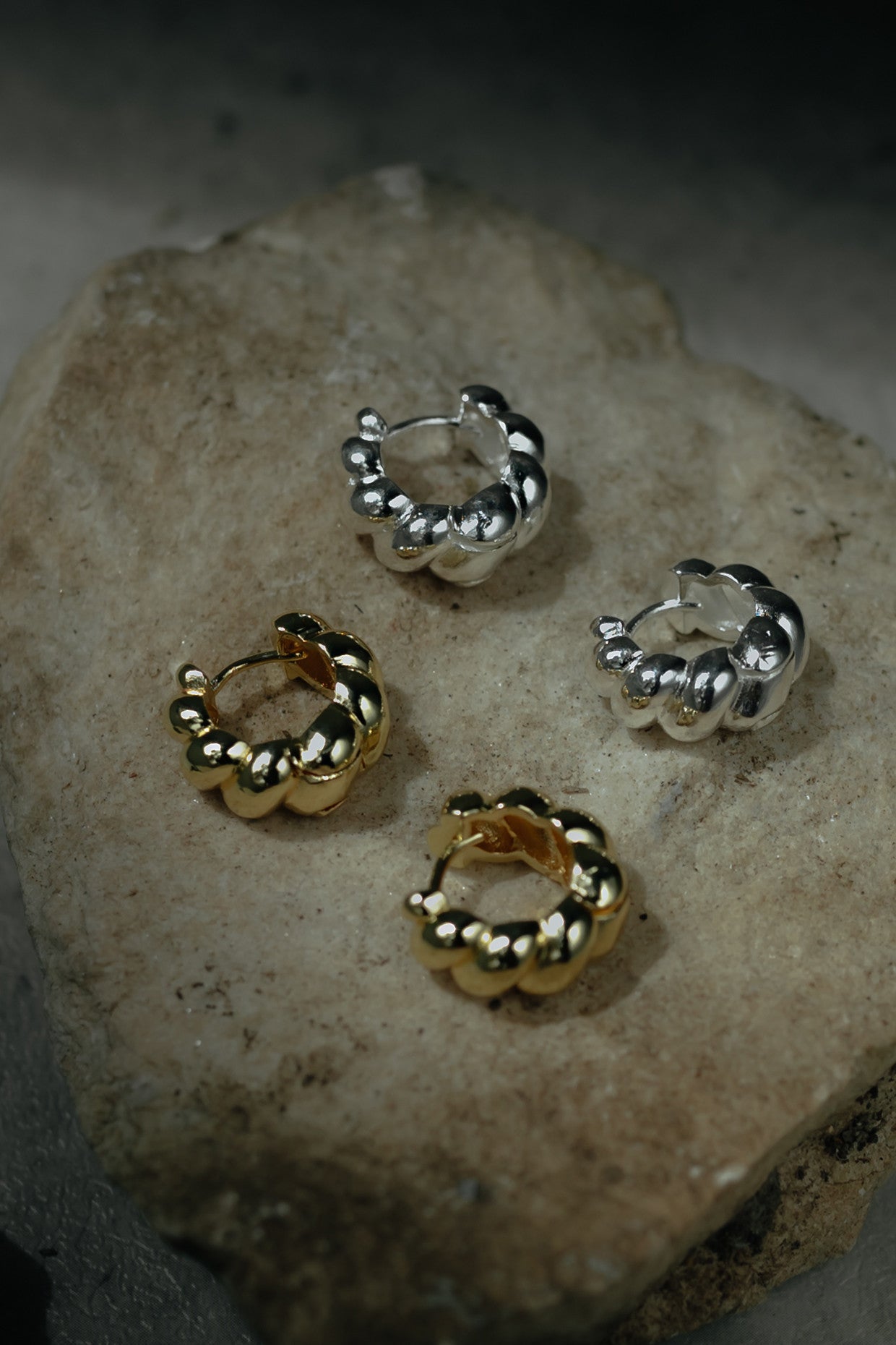 Gemma Huggies Silver Earrings