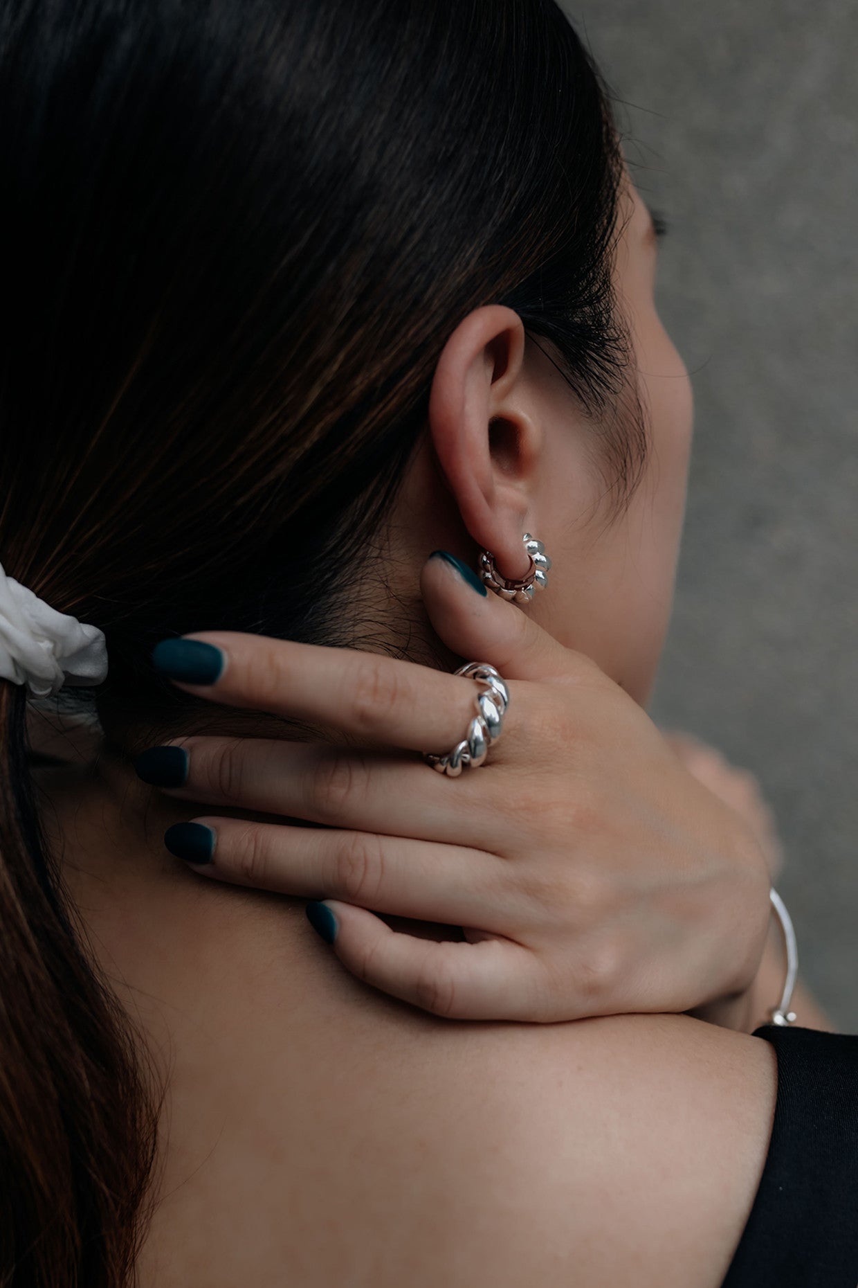 Gemma Huggies Silver Earrings