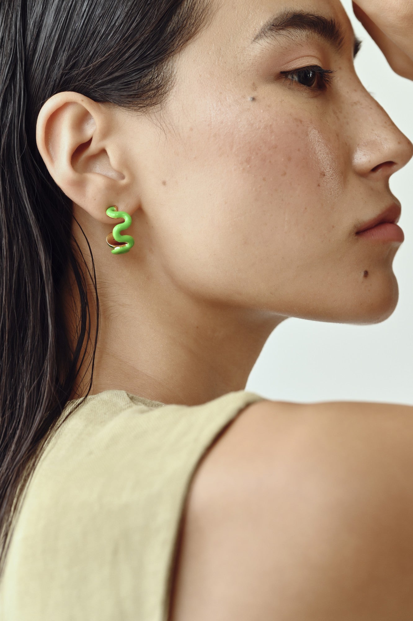 Gold & Green Swirl Hoops