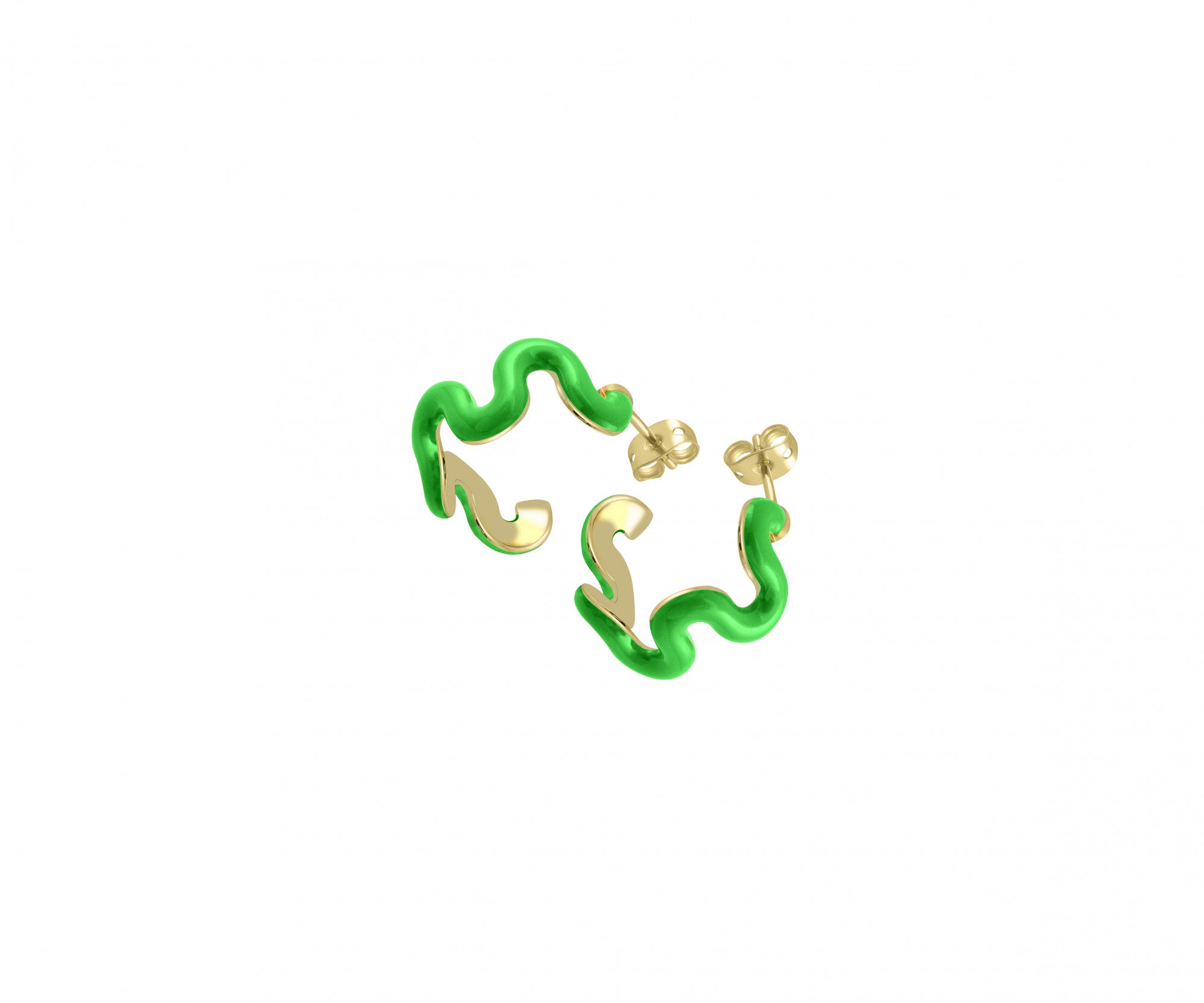 Gold & Green Swirl Hoops