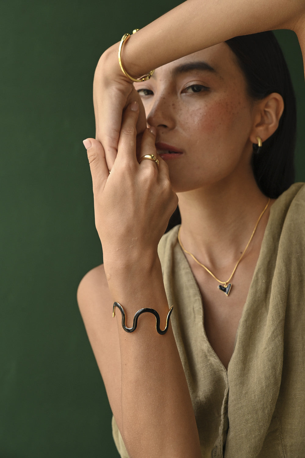 Gold & Jet Black Swirl Cuff