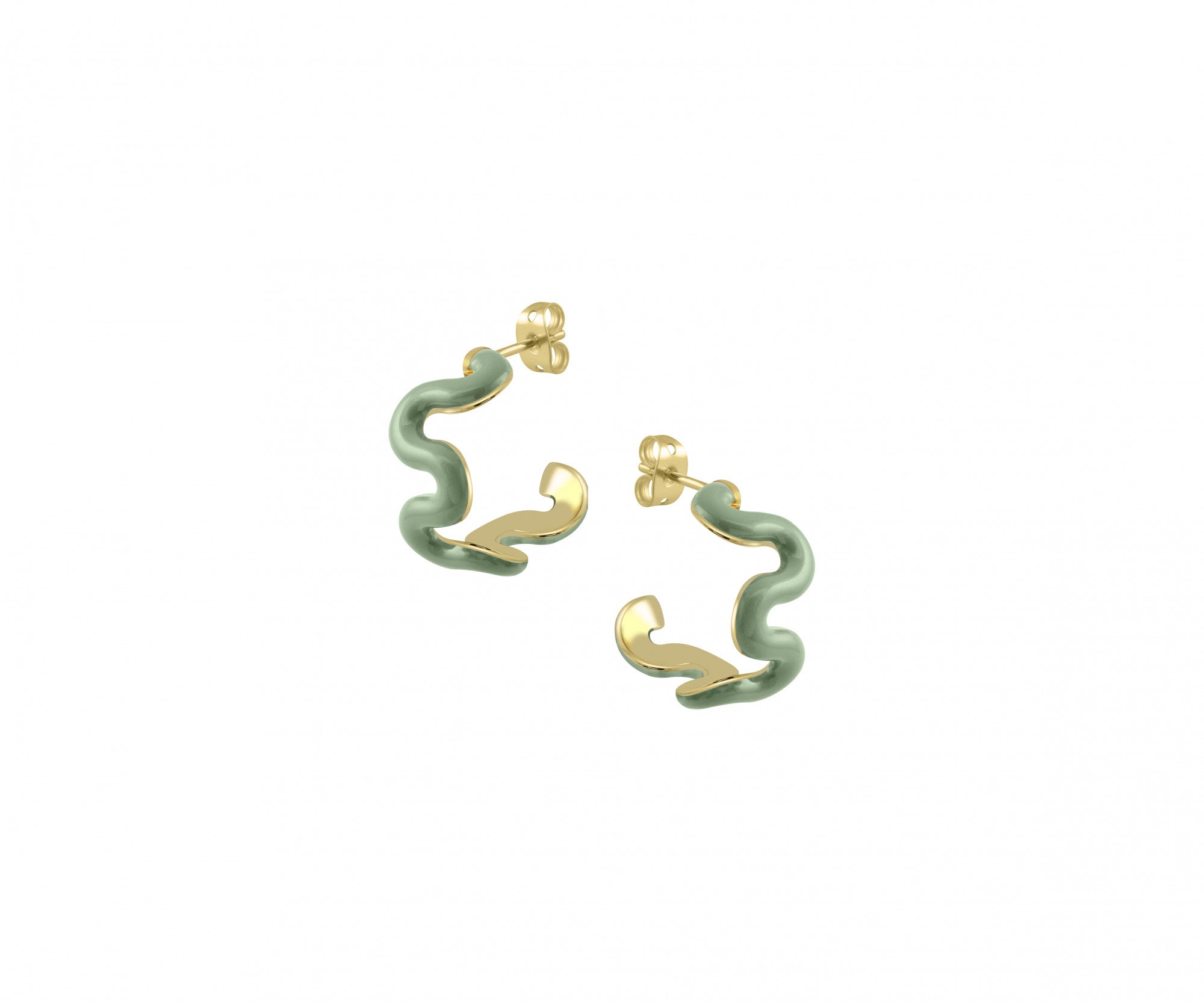 Gold & Olive Green Swirl Hoops
