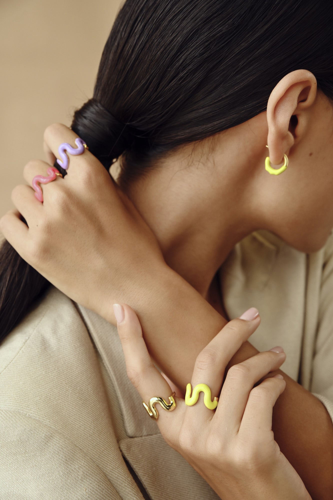 Gold & Yellow Glossed Hoops