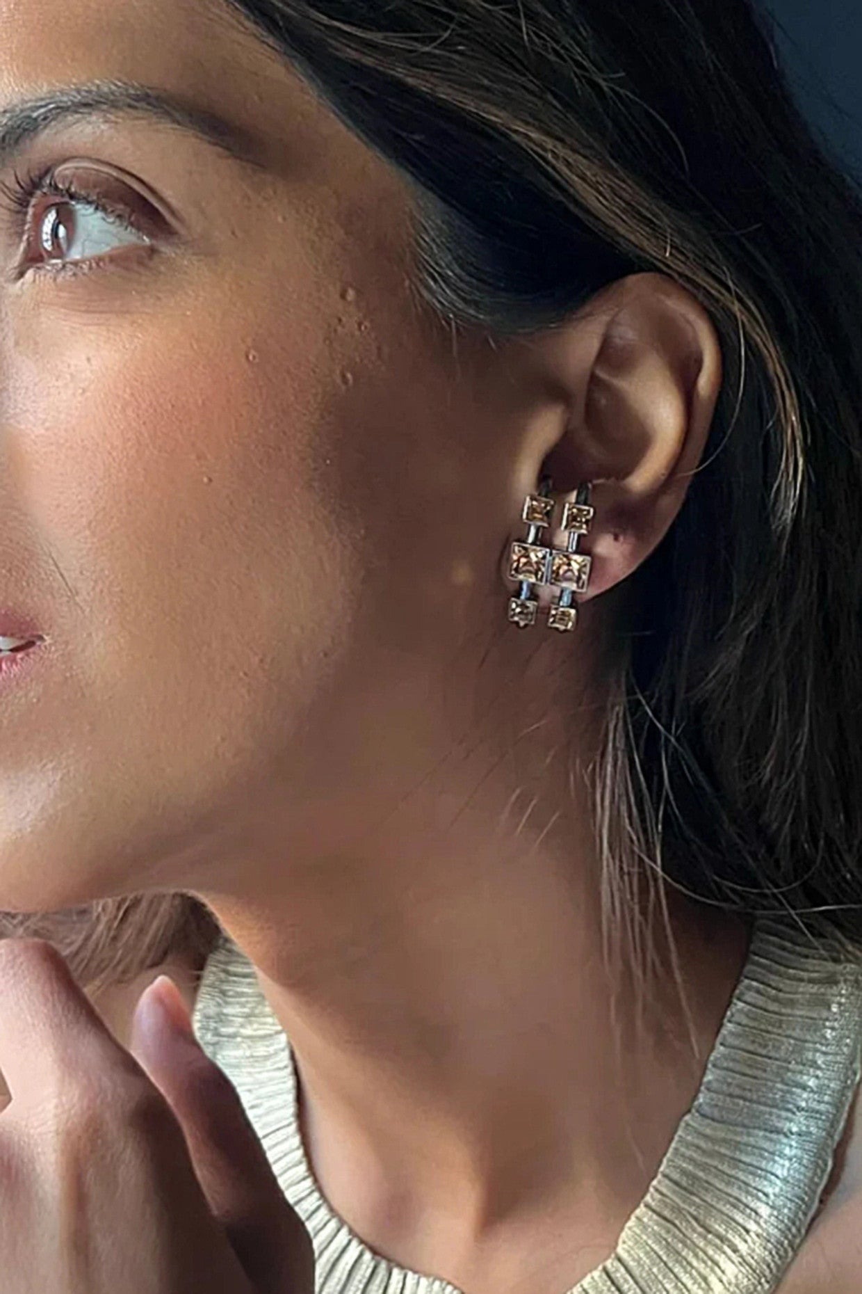 Gold Crismson Cascade Earrings