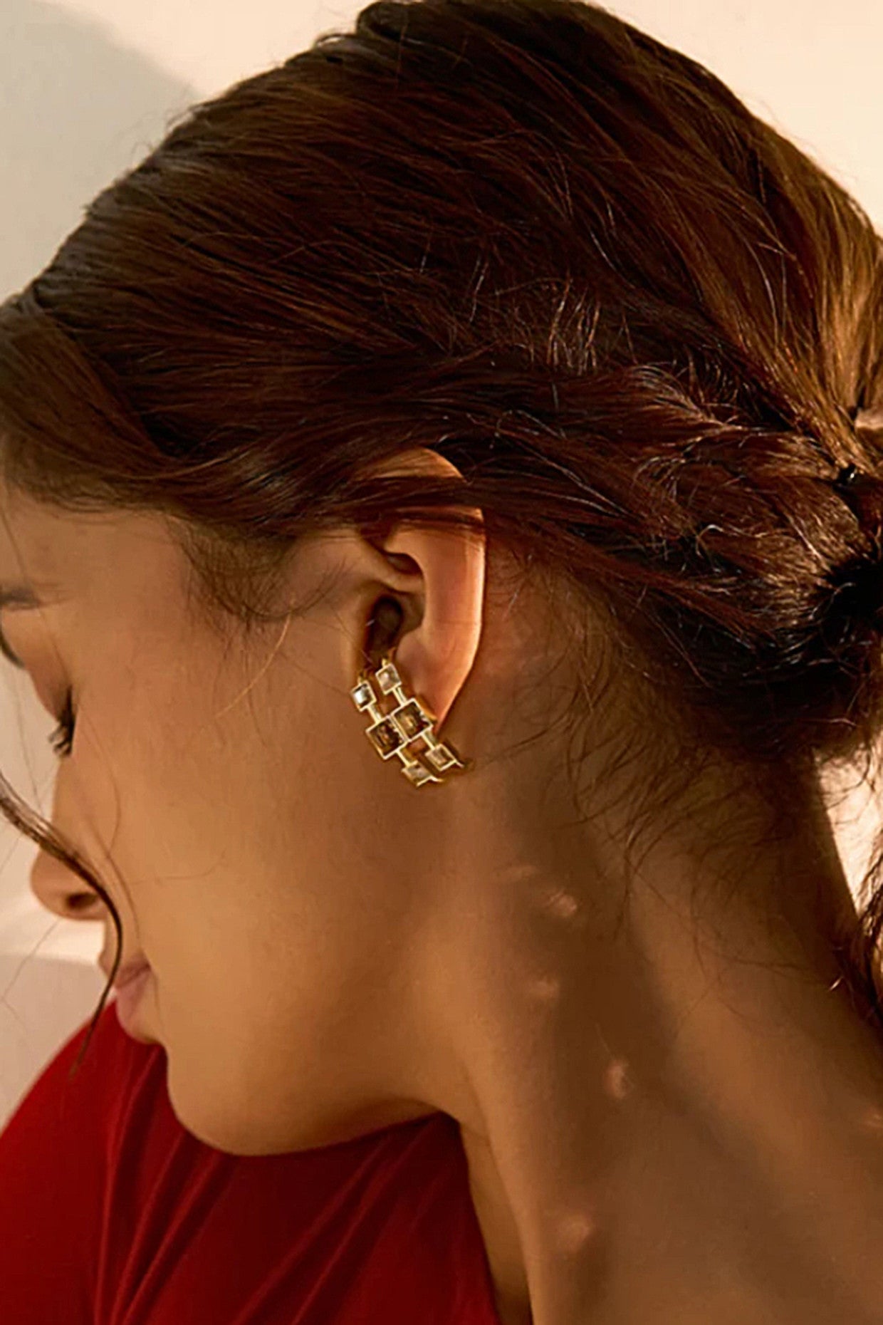 Silver Crismson Cascade Earrings