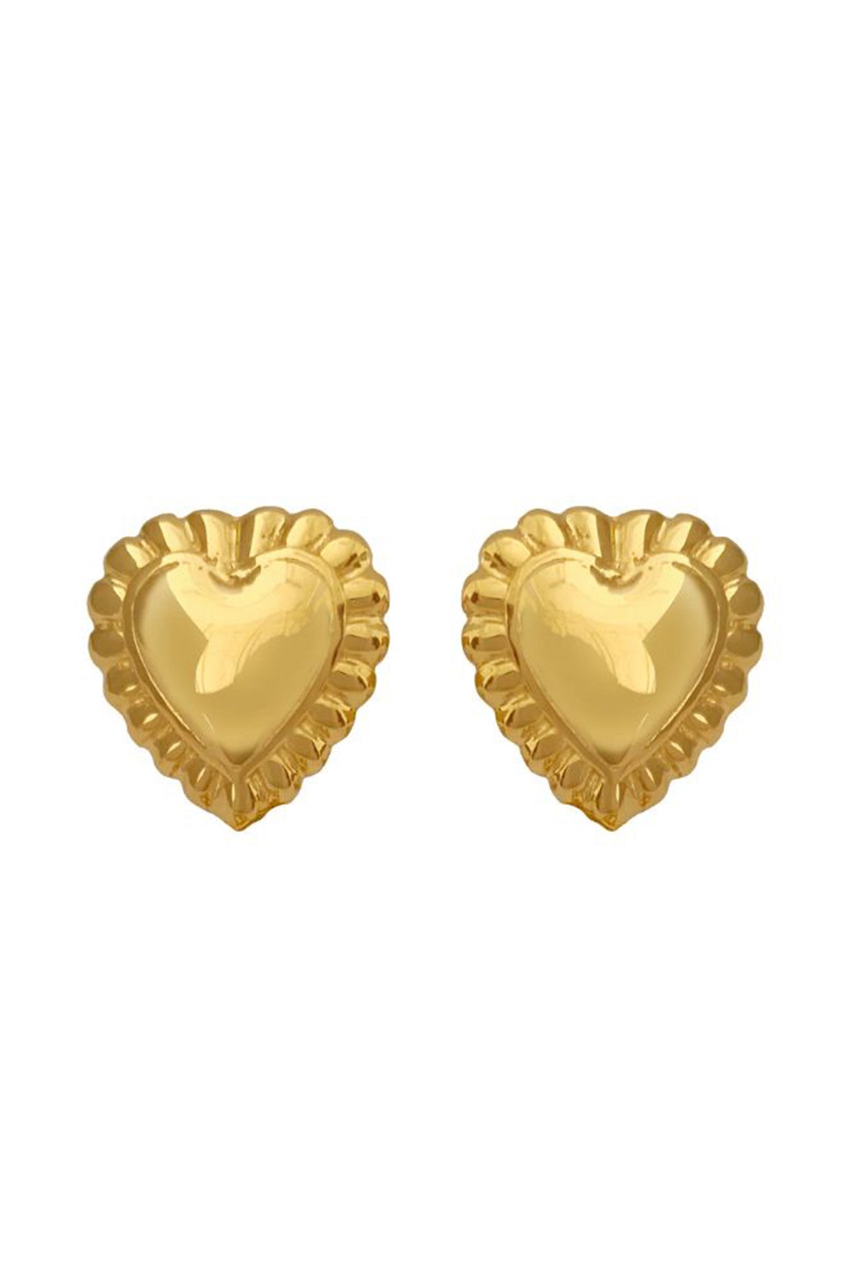 Gold Plated Borde Heart Huggies Earrings