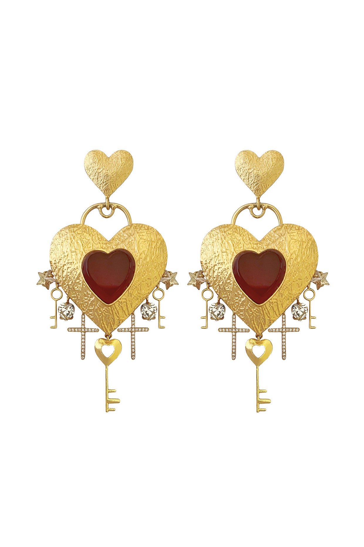 Gold Plated Clé de Amour Danglers
