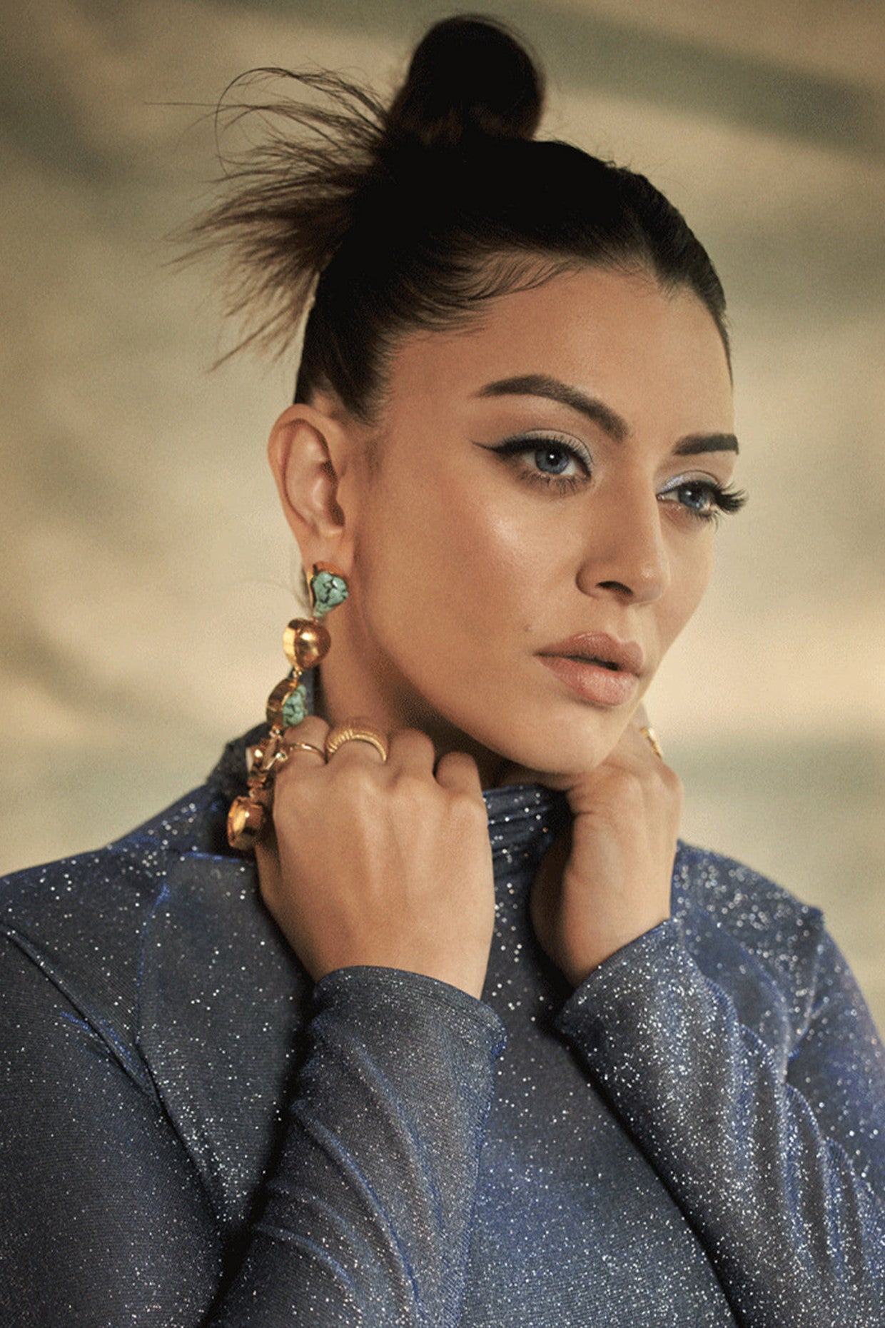 Gold Plated Classic Turq Danglers