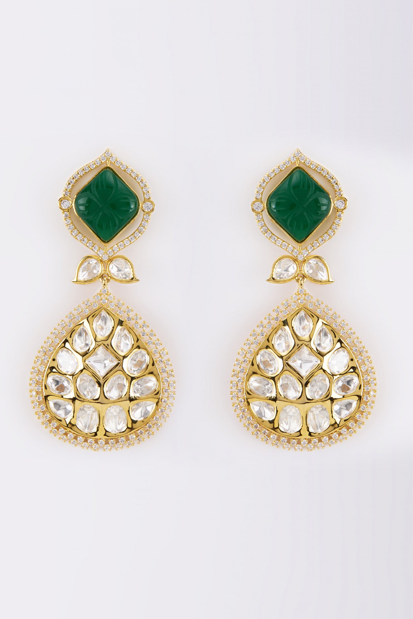Gold Plated Emerald Earrings