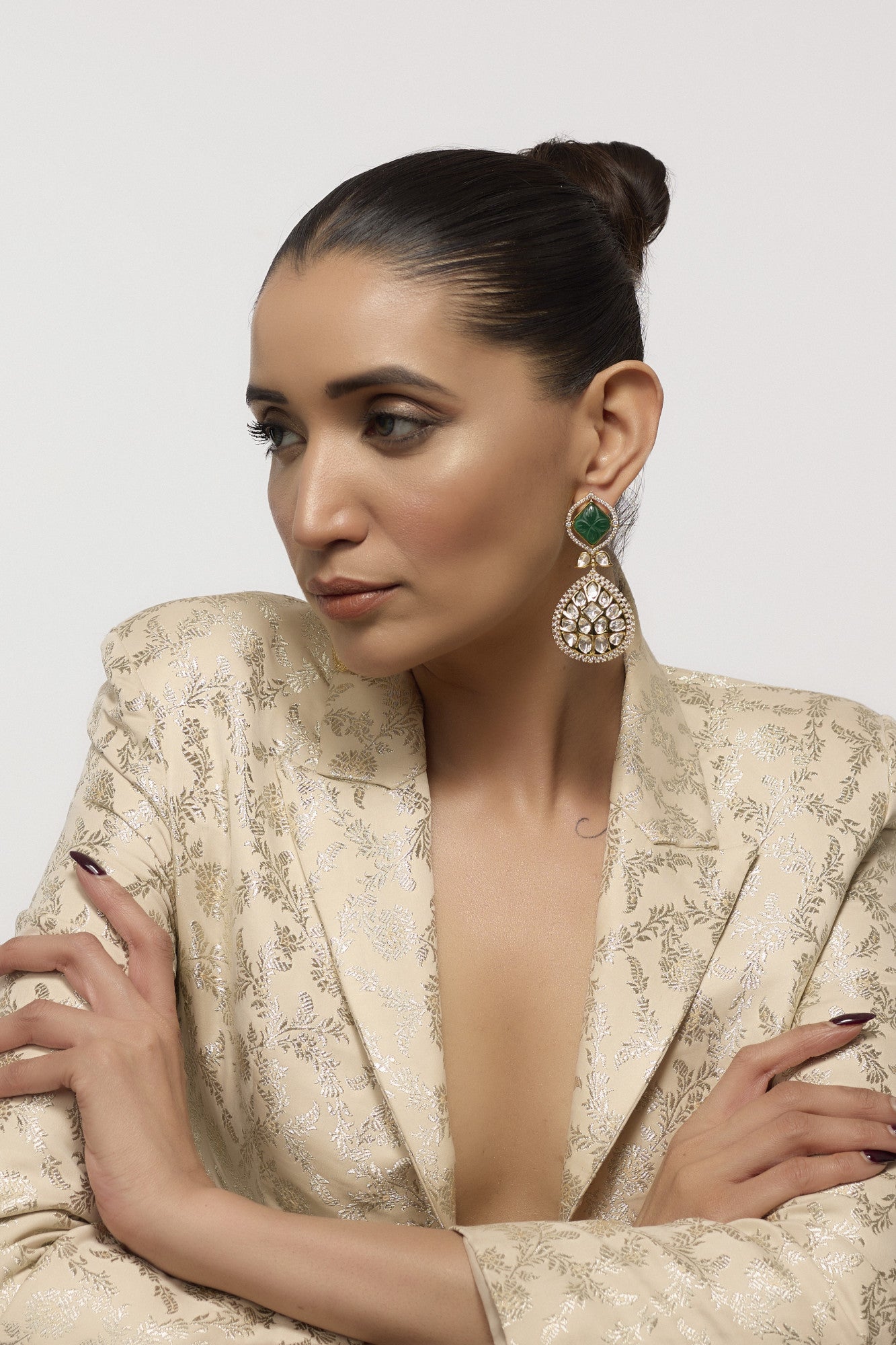 Gold Plated Emerald Earrings