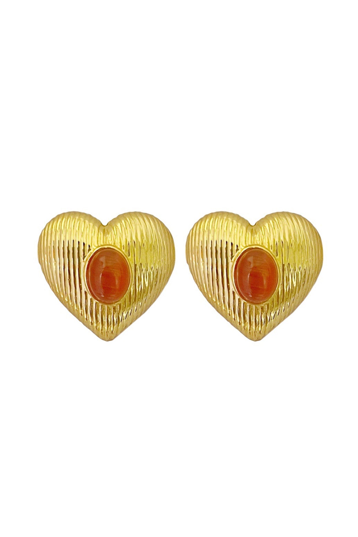 Gold Plated Heart Shaped Red Swarovski Studs