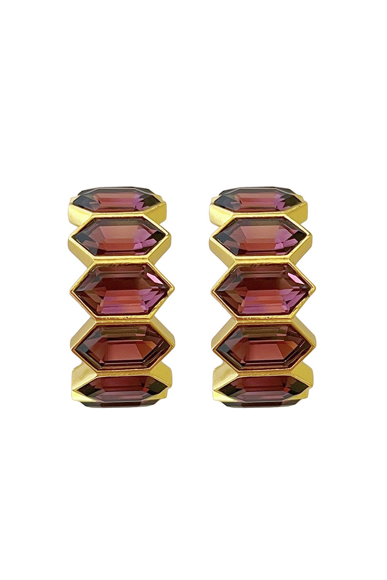 Gold Plated Honeycomb Gem Hoops