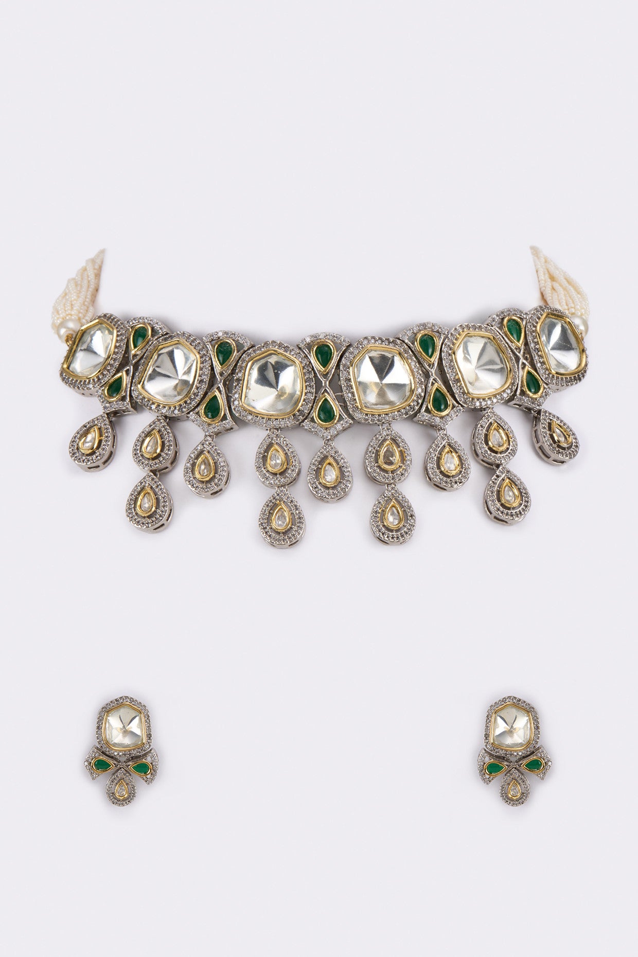 Gold Plated Kundan & Pearls Necklace Set