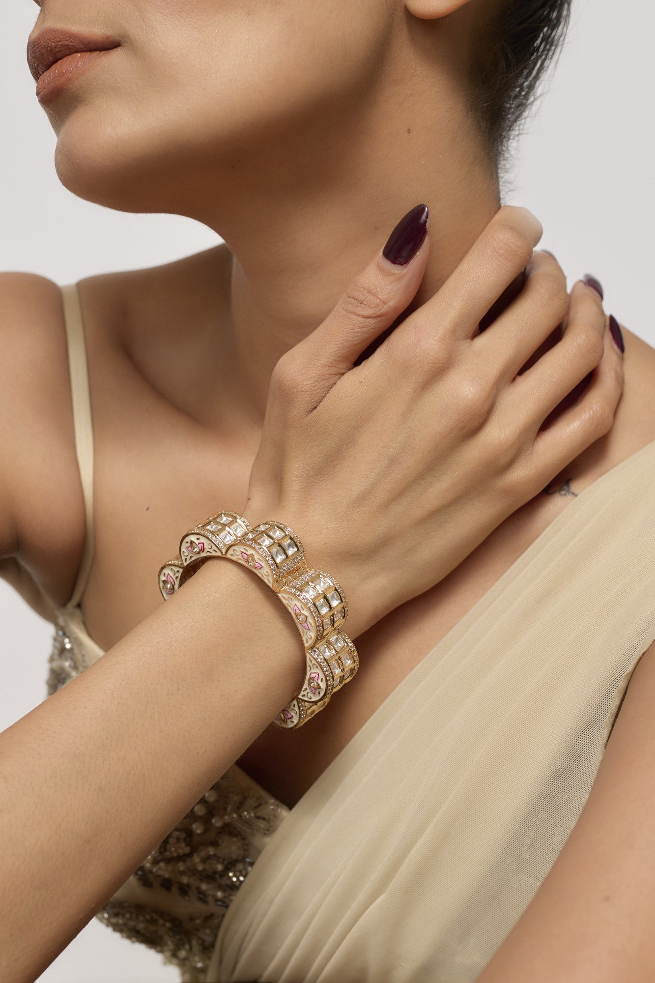 Gold Plated Kundan Polki Bangle