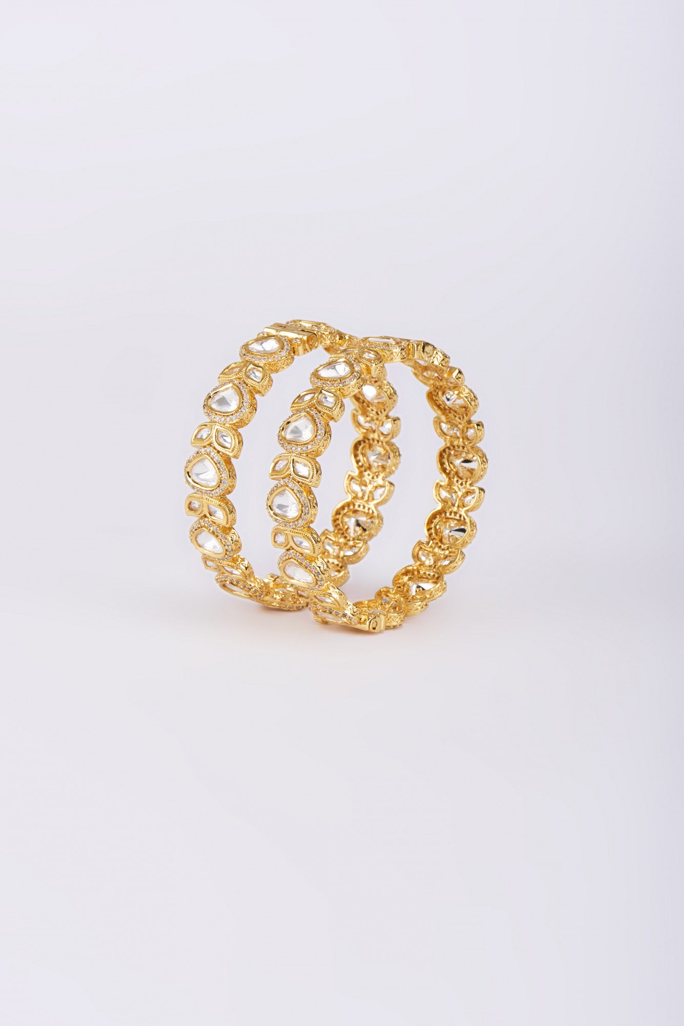 Gold Plated Kundan Polki Bangles