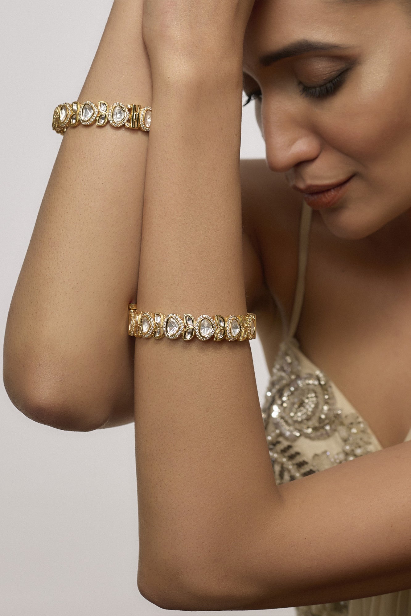 Gold Plated Kundan Polki Bangles