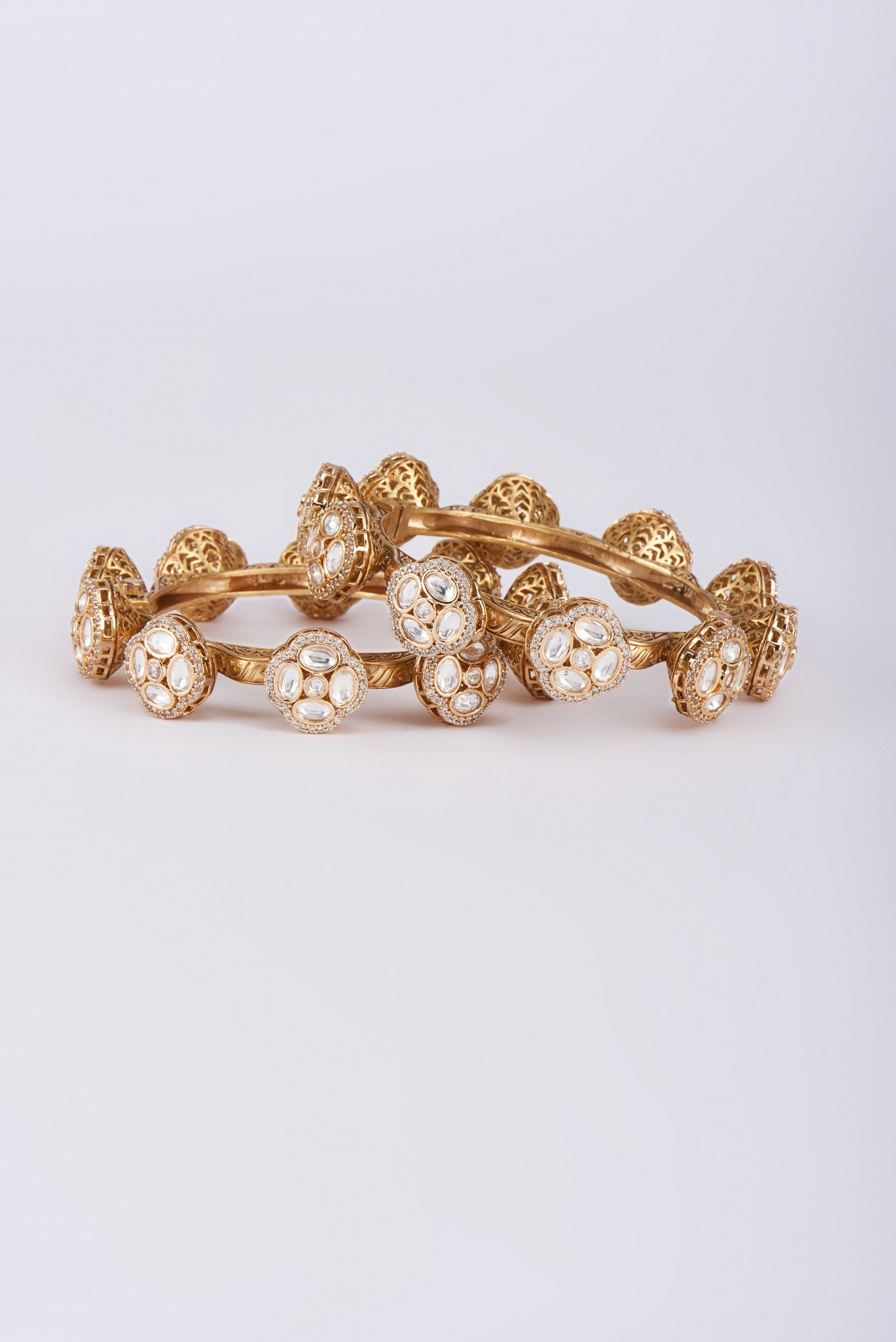 Gold Plated Kundan Polki Bangles