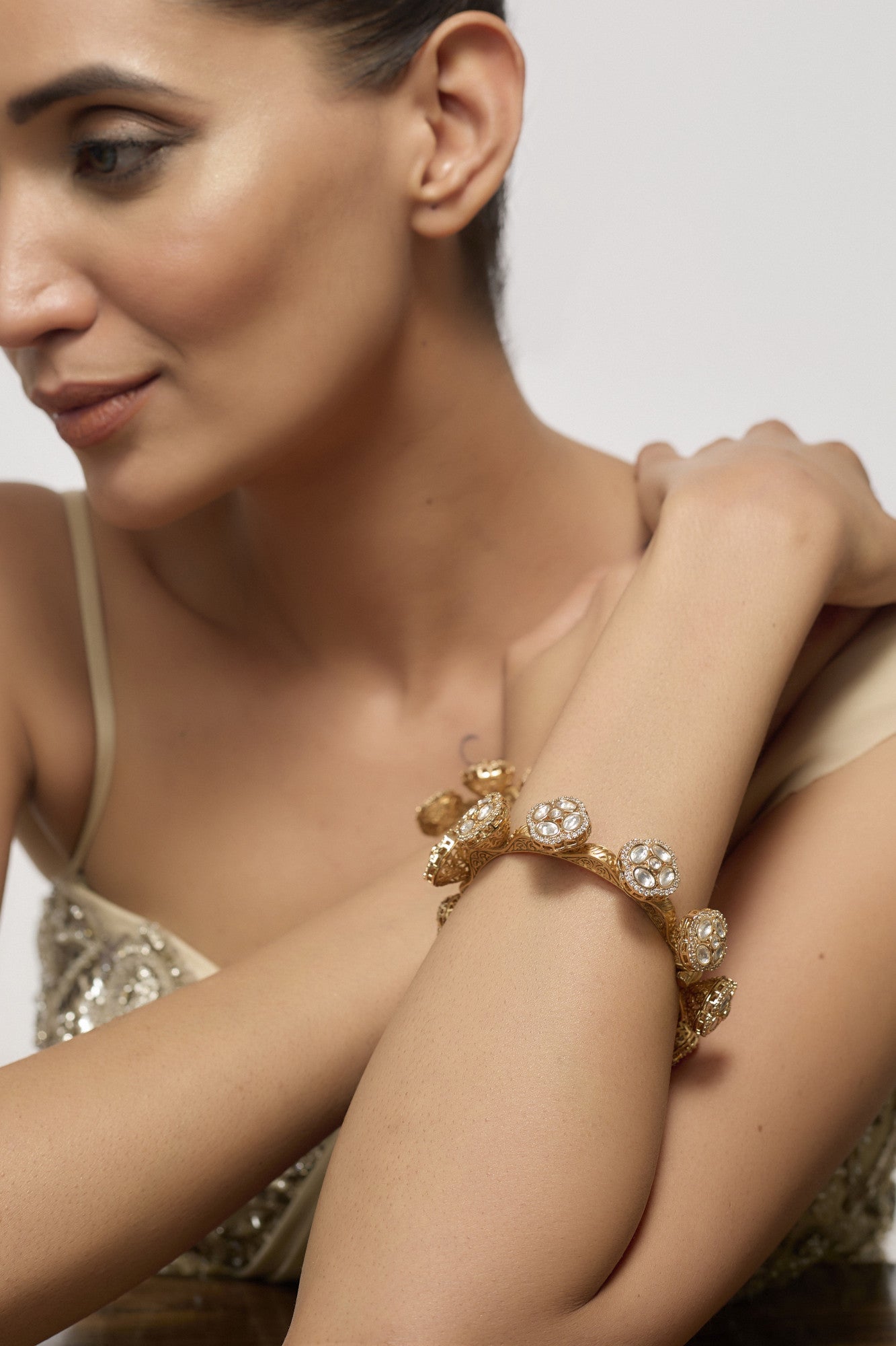 Gold Plated Kundan Polki Bangles