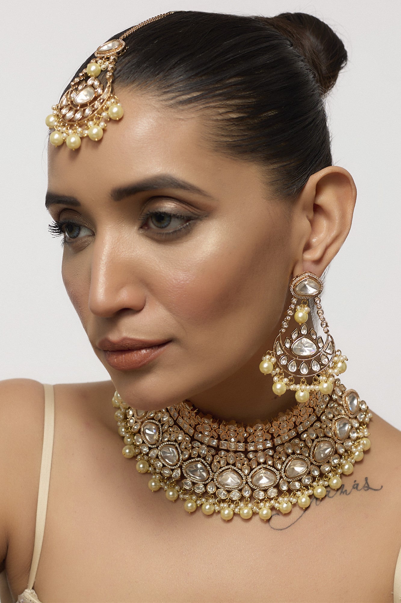 Gold Plated Kundan Polki Bridal Necklace Set