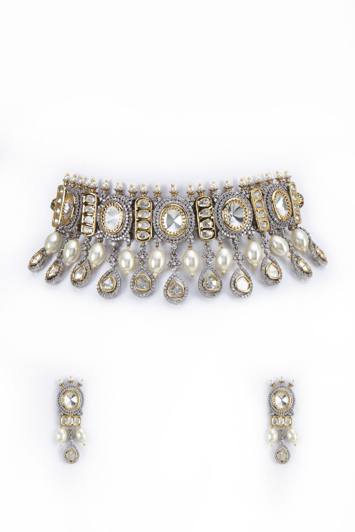 Gold Plated Kundan Stones Necklace Set