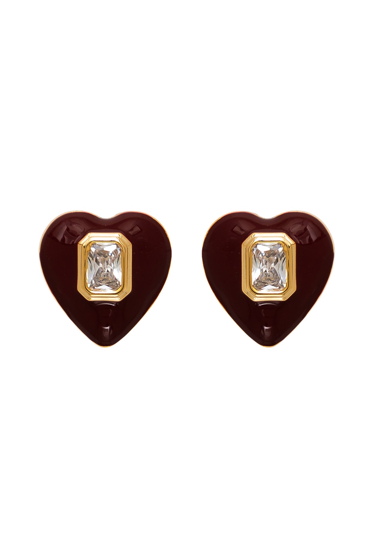 Gold Plated Maroon Colour Safe In My Heart Earrings
