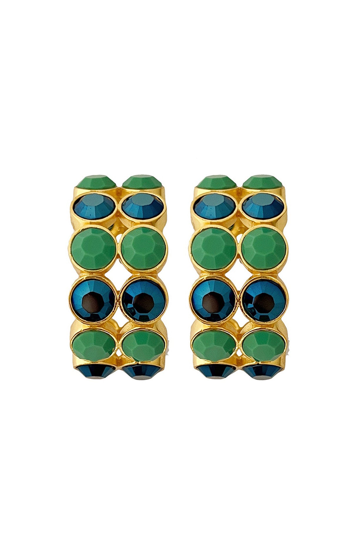 Gold Plated Mounta Blue Crystal Crown Hoops