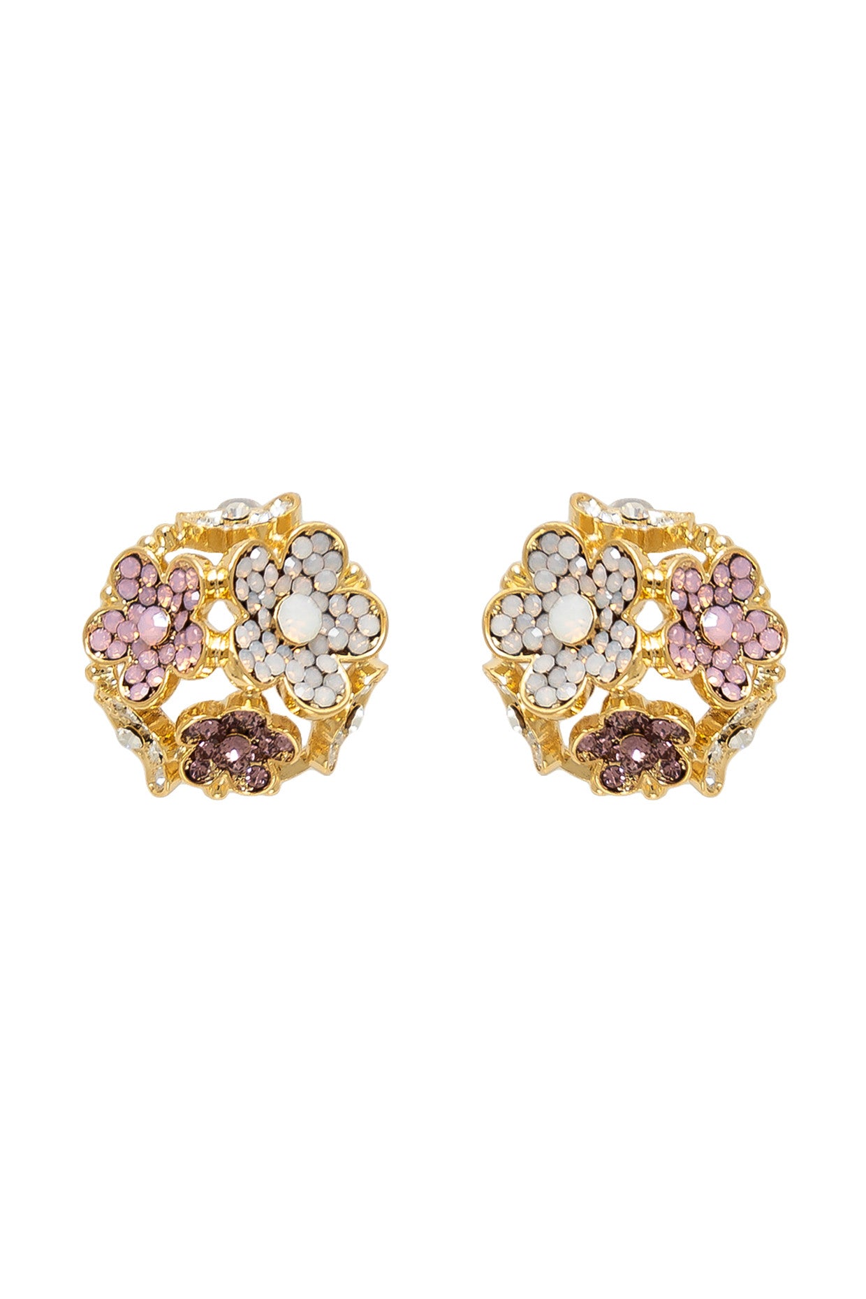 Gold Plated Pink Flower Wreath Mini Studs