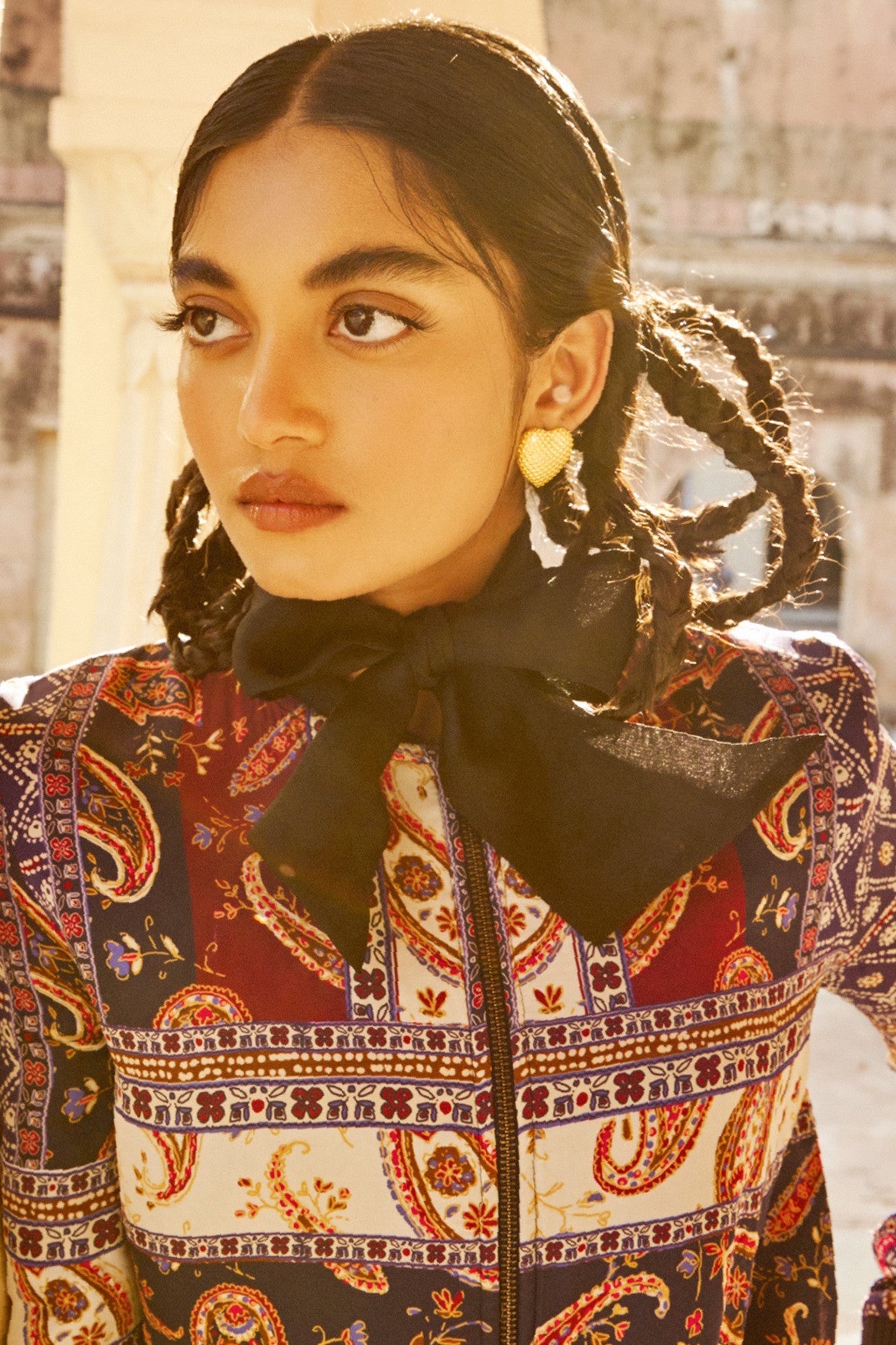 Gold Plated Plaid Textured Heart Studs